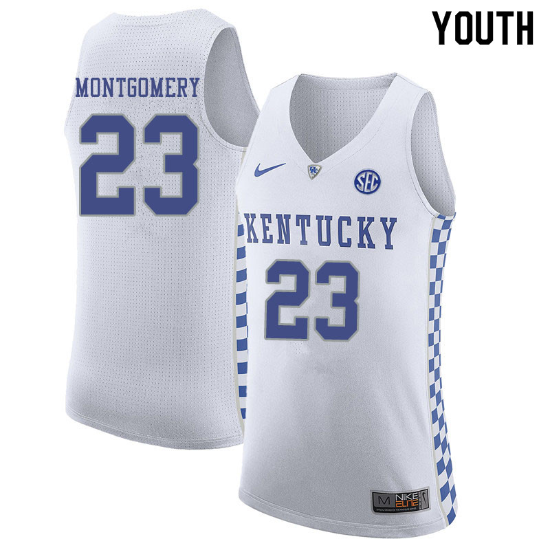 Youth #23 E.J. Montgomery Kentucky Wildcats College Basketball Jerseys Sale-White - Click Image to Close